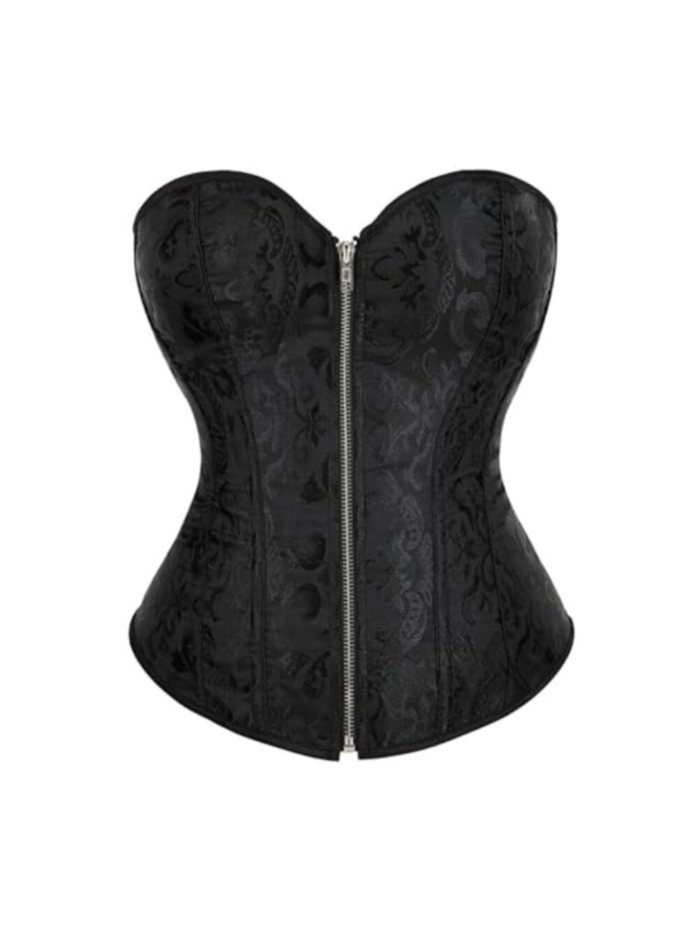 Women's Corset Tops Floral Lace Up Bustier Corset with Zipper Satin Boned